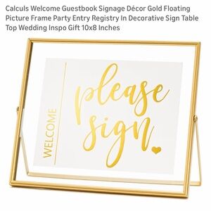 Gold Floating Picture Frame for Guestbook Signage